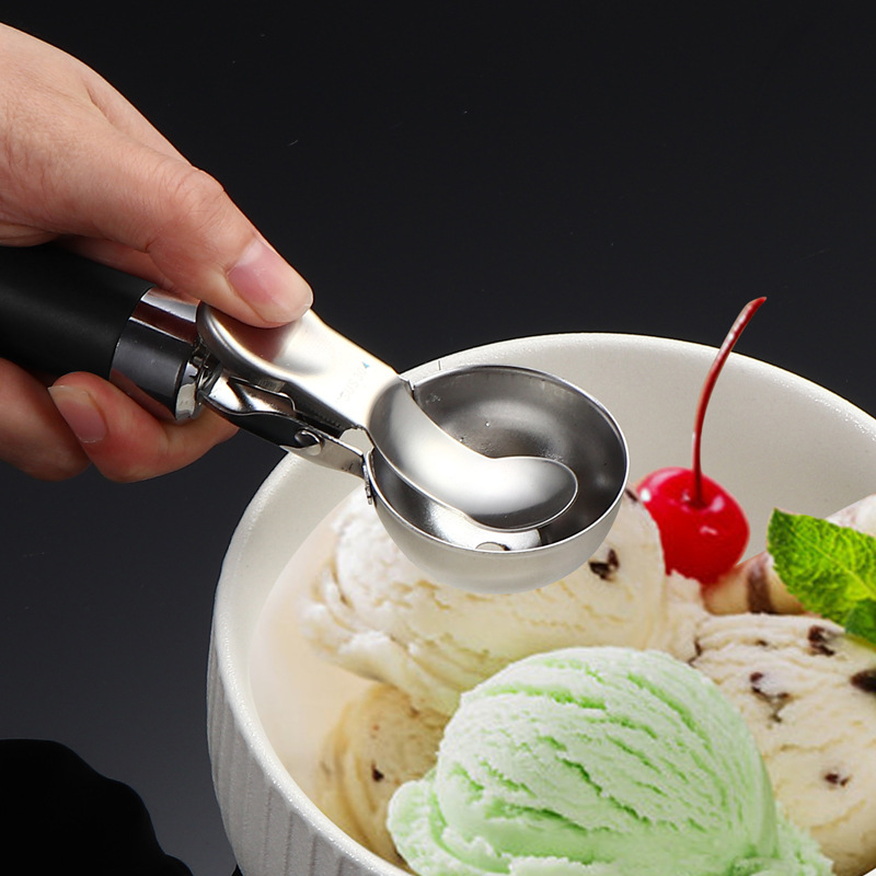 304 stainless steel ice cream scoop, multi-functional watermelon fruit scoop, household fruit scoop, can press ice cream scoop details Picture