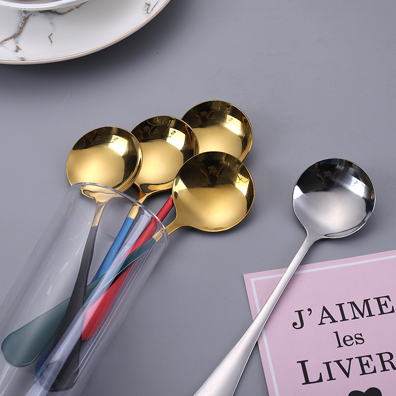 Cross-border stainless steel spoons, popular round-head spoons, ice cream spoons, Korean dessert spoons, children's spoons, bird's nest and lotus root starch spoons Application Scenario