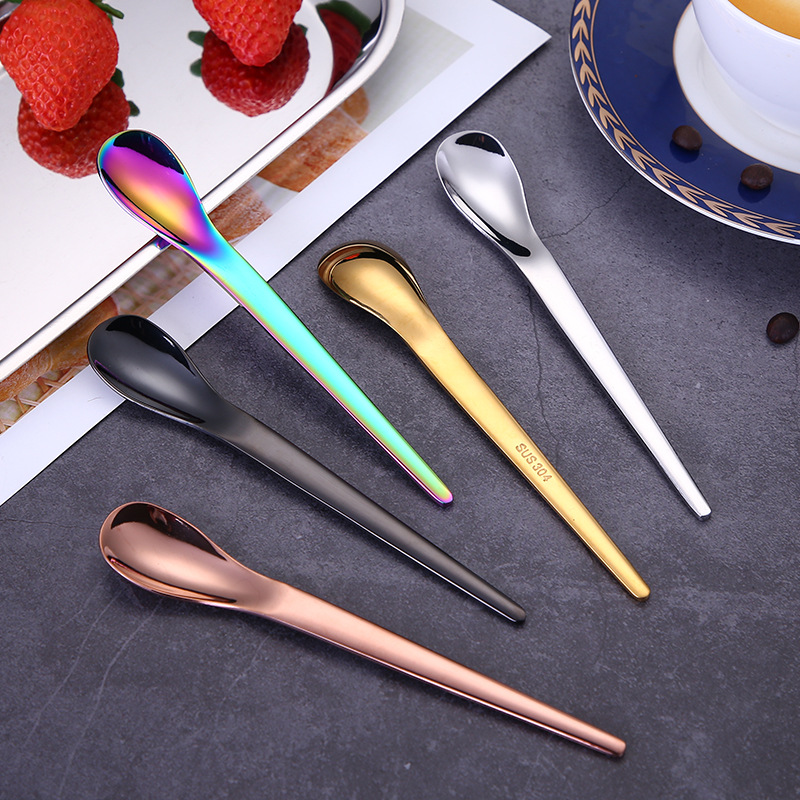 304 stainless steel spoon, titanium gold stirring spoon, coffee spoon, bird's nest lotus root starch ice cream spoon, souvenir spoon, gift spoon full figure