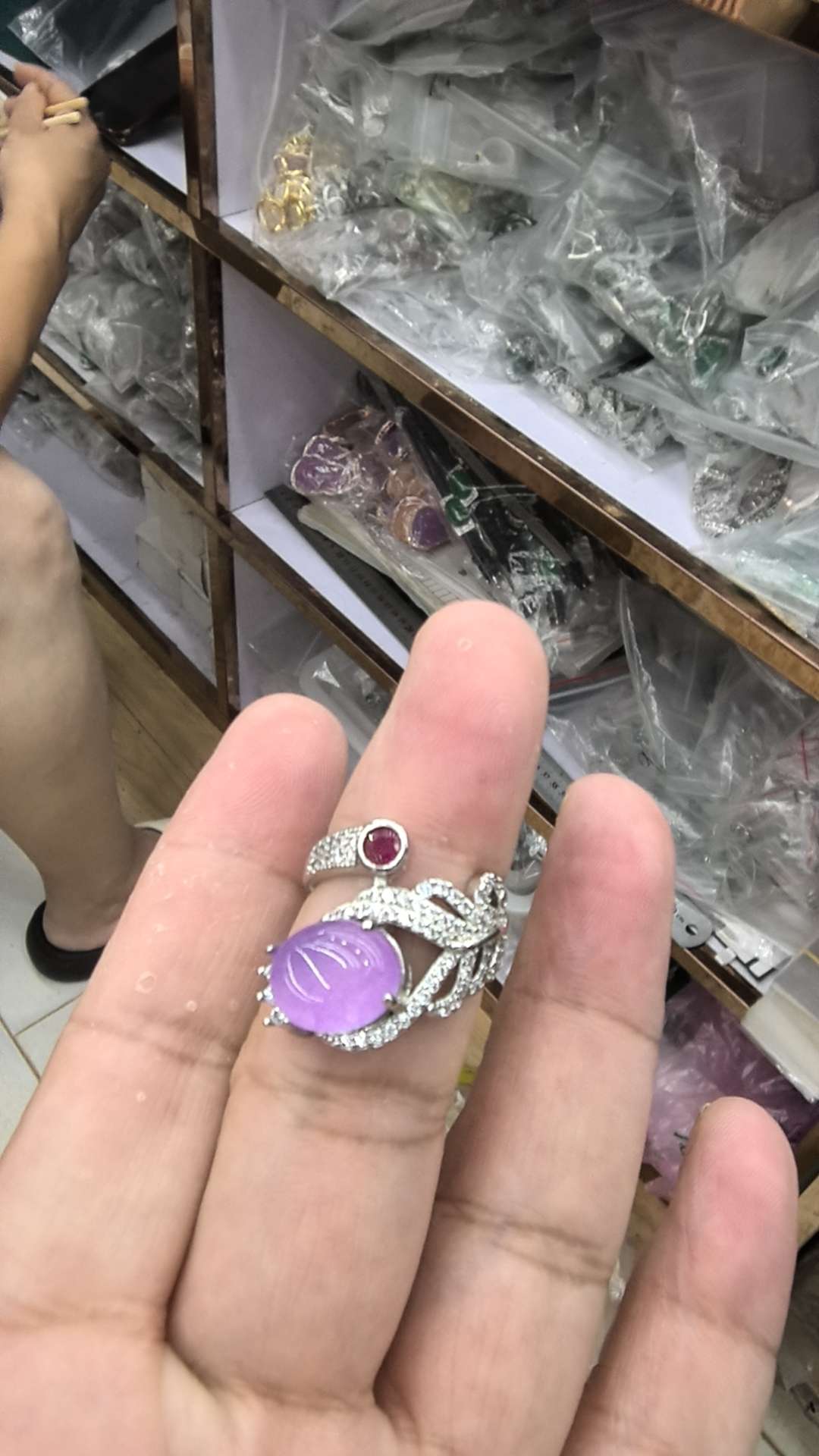 紫粉玉髓戒指 ，髓缘珠宝，2025090204