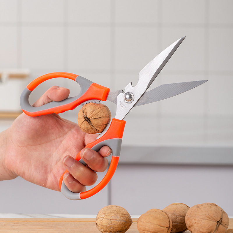 Multi-functional stainless steel household kitchen scissors Chicken bone scissors 9340, powerful barbecue scissors K024 for killing fish and food Specification drawing