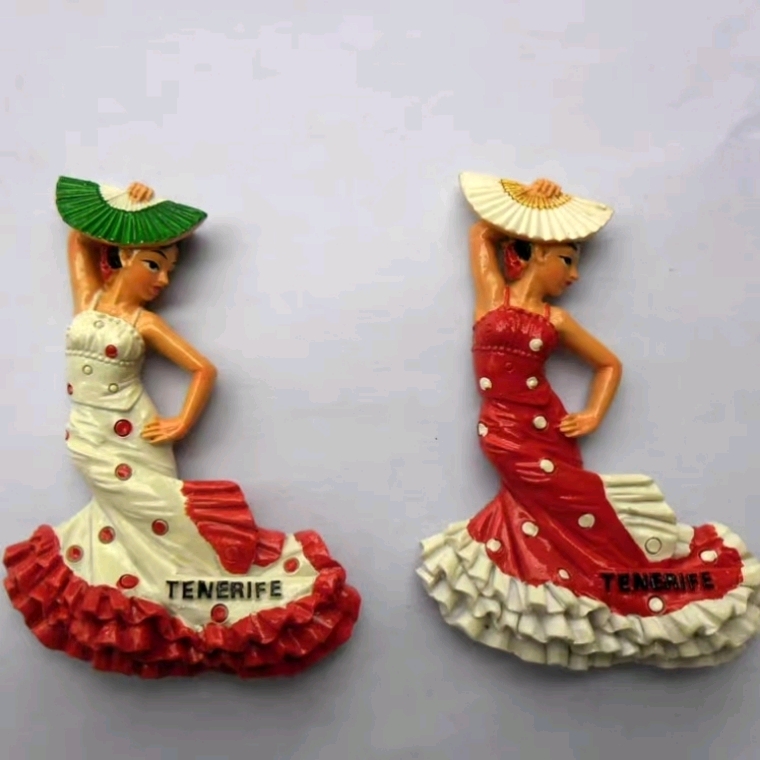 Spanish graceful dancers, resin magnets, fine fridge magnets, creative resin handicrafts, resin travel souvenirs, lightweight souvenirs Specification image