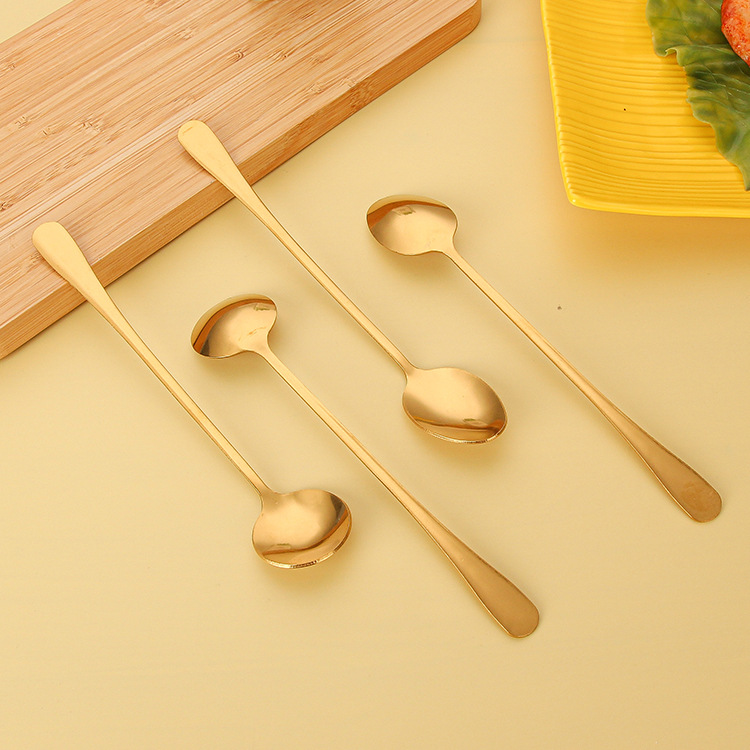 Stainless steel spoon, long-handled ice spoon, 1010 ice tip, ice round, stirring spoon, honey spoon, mug, gift spoon Specification drawing
