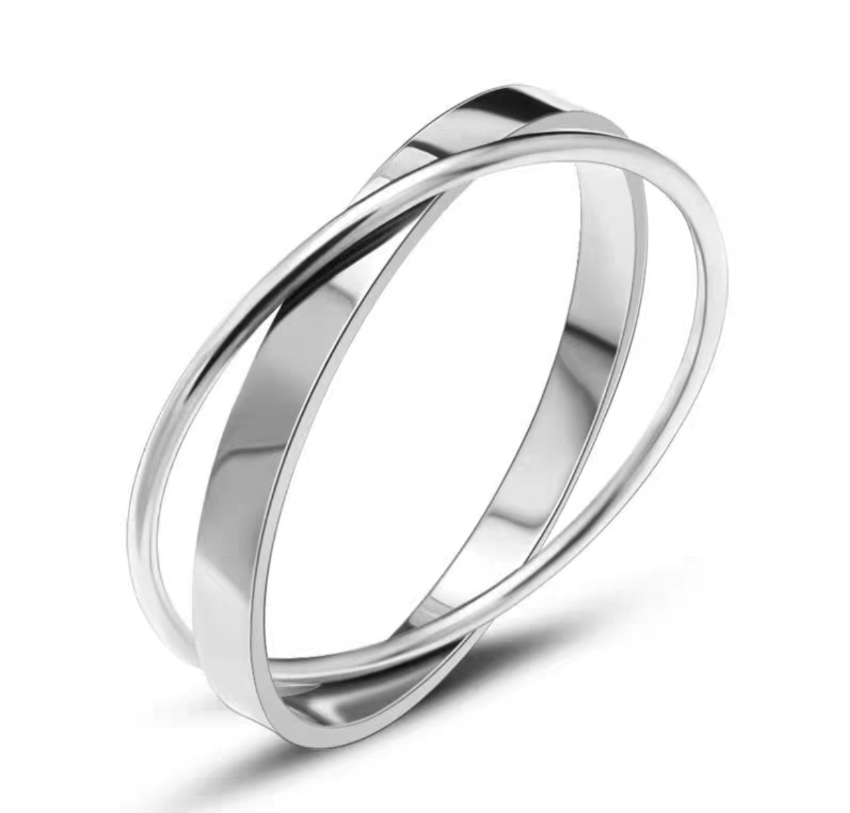 Factory direct sales of two-color cross-ring bracelets for couples, smooth stainless steel bracelets and titanium steel jewelry detail image 5