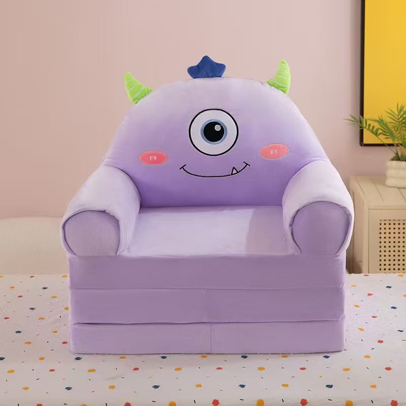 卡通儿童沙发座椅海绵沙发可坐躺二合一靠背可展开大眼怪