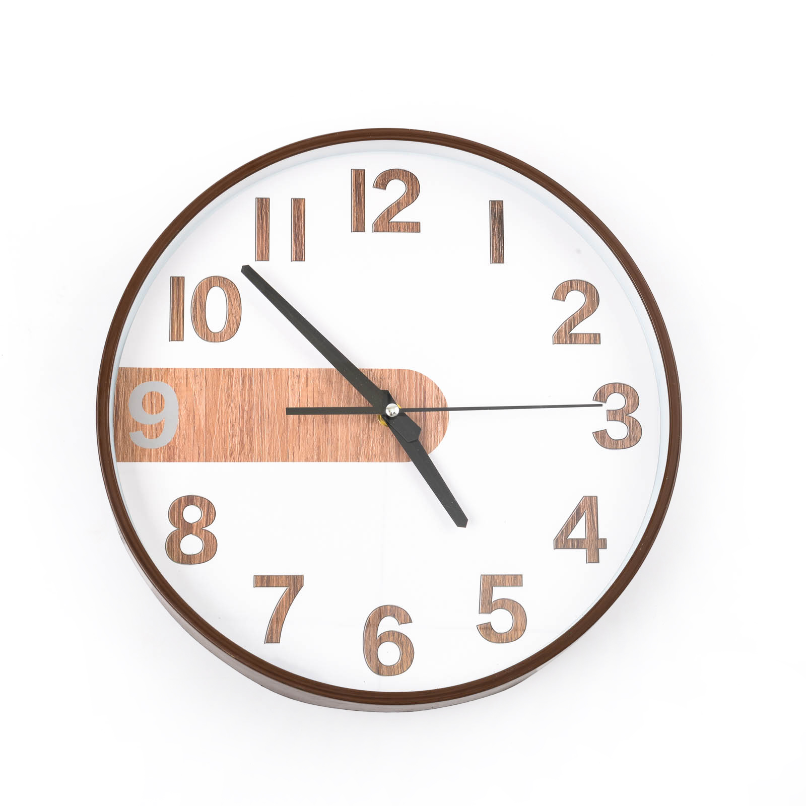 静音挂钟时尚拉丝30cm竹钟表寸个性仿木创意新客厅中式跨境纹