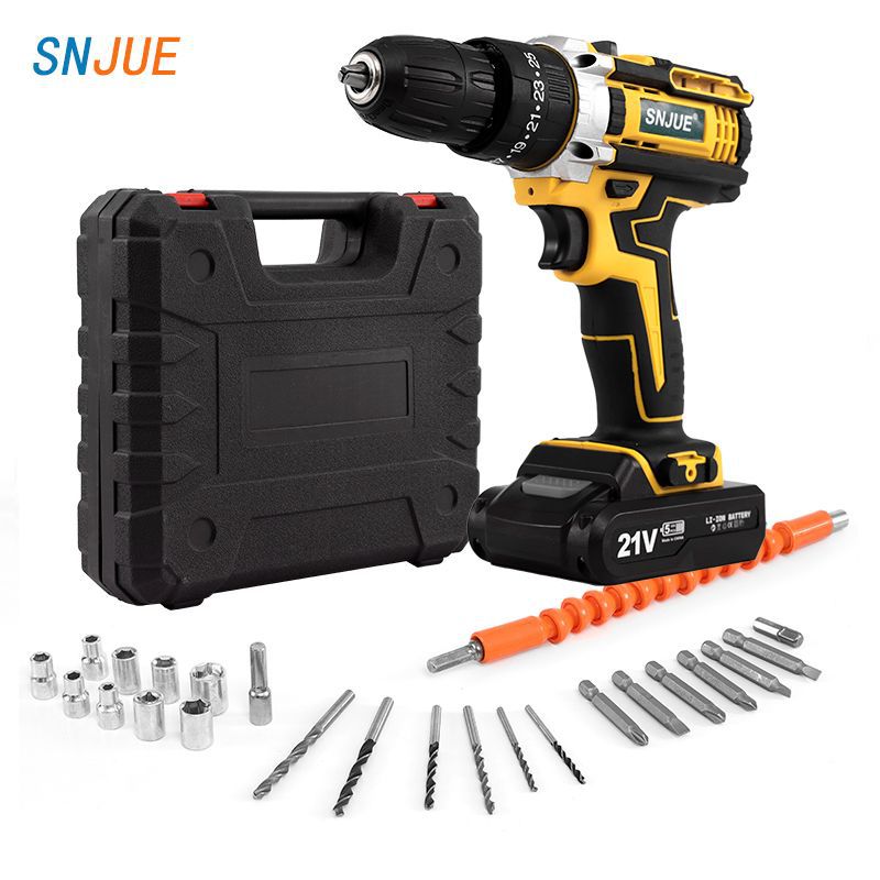 SNJUE 21v dual-speed lithium electric drill, hand drill, electric screwdriver, household electric drill tool set factory direct sales full figure