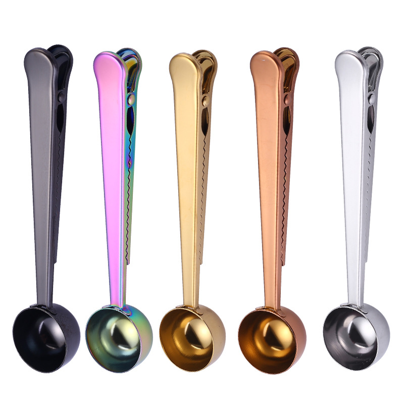 430 stainless steel spoon, food and snack sealing clamp, multi-functional sealing clamp, milk powder measuring spoon, coffee spoon clamp Item Picture