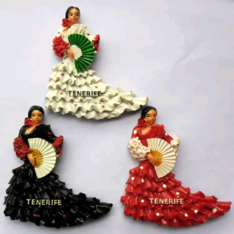Spanish graceful dancers, resin magnets, fine fridge magnets, creative resin handicrafts, resin travel souvenirs, lightweight souvenirs details Picture