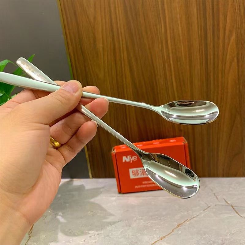 Stainless steel spoon, long-handled stirring spoon, honey spoon, ice spoon, coffee spoon, dessert spoon, seasoning spoon, small spoon Specification drawing
