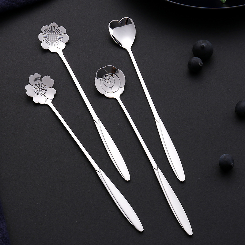 304 stainless steel flower spoon, long handle, golden stirring spoon, high appearance level, cherry blossom spoon as a souvenir, factory direct sales Application Scenario