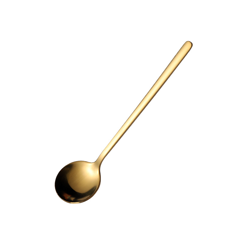 Stainless steel spoons, ins tableware, small round spoons, coffee stirring spoons, titanium gold small round spoons, honey small spoons, souvenirs Item Picture