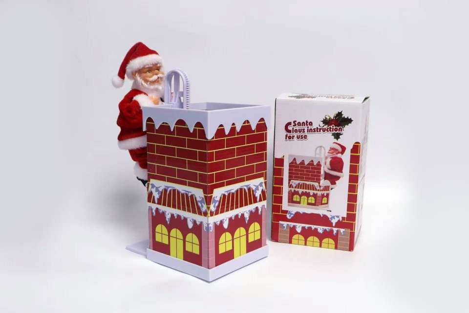 圣诞老人系列玩具电动爬烟囱圣诞老人玩具智能玩具带音乐自动爬烟囱开门