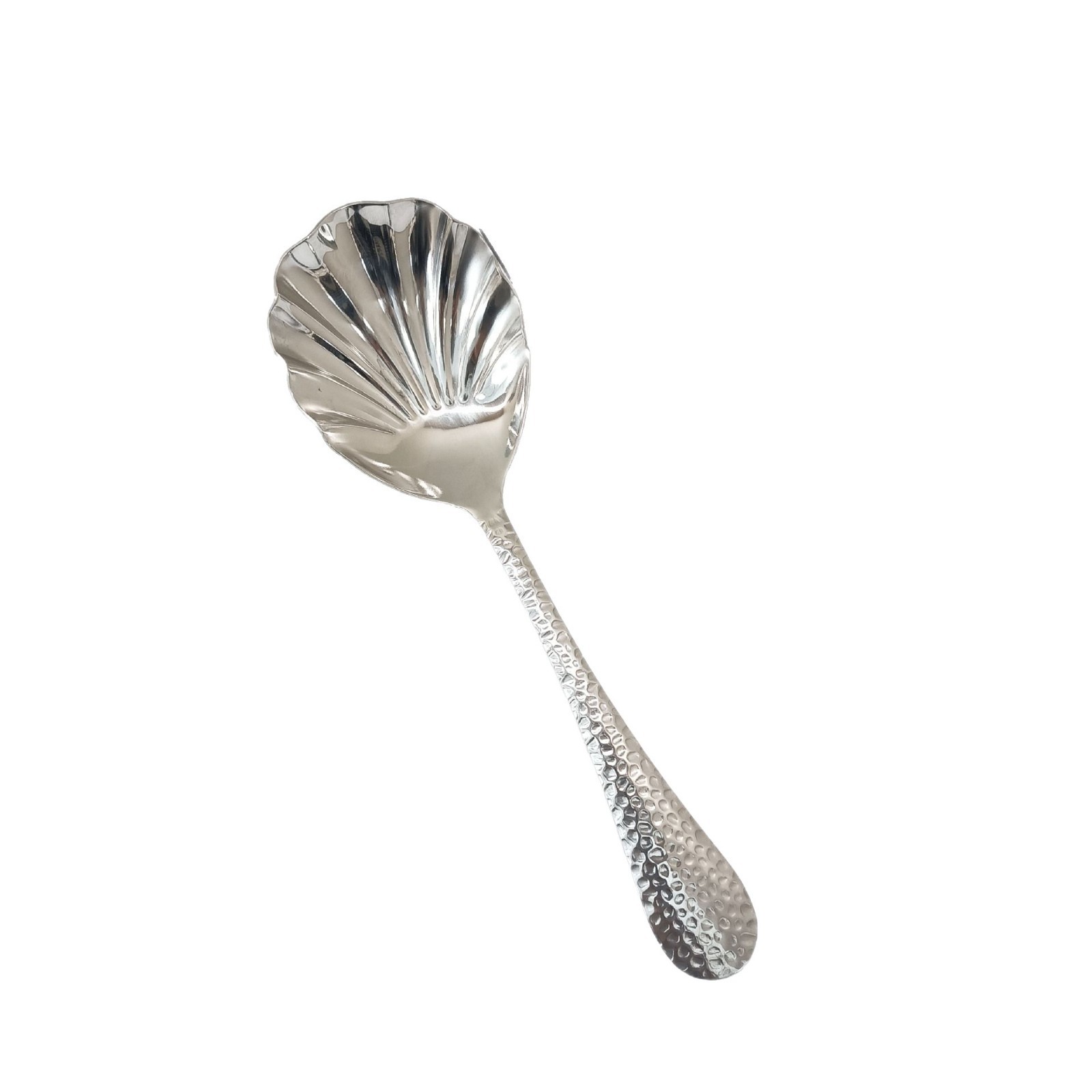 Stainless steel public spoon, hammer-patterned shell spoon, light luxury soup spoon, household large spoon, restaurant and hotel serving spoon, serving spoon Item Picture