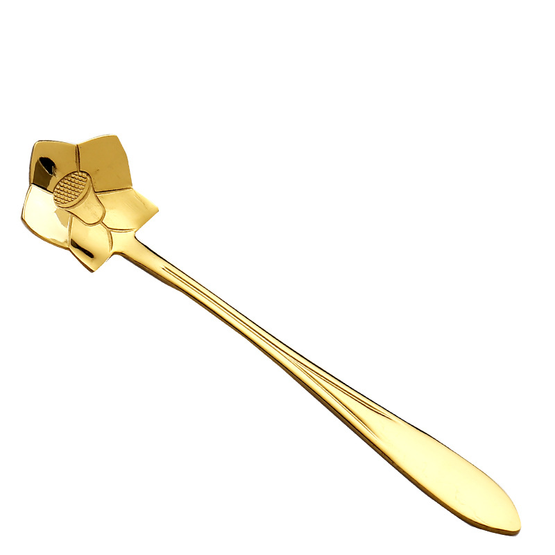 Stainless steel spoon, golden cherry blossom spoon, creative rose spoon, mixing spoon, mug, coffee spoon, souvenir gift spoon Item Picture