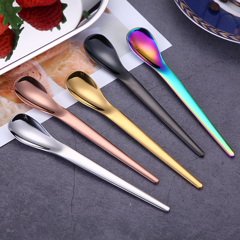 304 stainless steel spoon, titanium gold stirring spoon, coffee spoon, bird's nest lotus root starch ice cream spoon, souvenir spoon, gift spoon details Picture