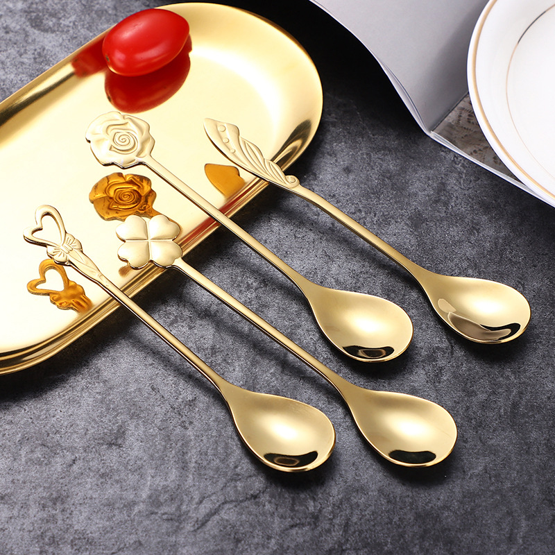 Cross-border 304 stainless steel coffee stirring spoon, creative wing rose heart-shaped ice cream spoon as a souvenir spoon Application Scenario