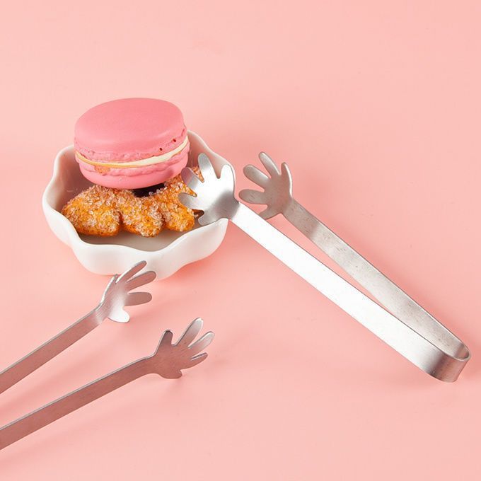Stainless steel food tongs, shell palm tongs, barbecue tongs, bread tongs, home snack tongs, cube sugar tongs, ice tongs Specification drawing