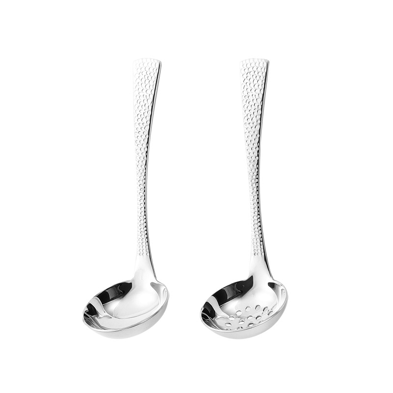 304 stainless steel soup shell, soup spout, retro hammer-patterned large soup spoon, household kitchen soup spoon, spout, restaurant hot pot spout Item Picture