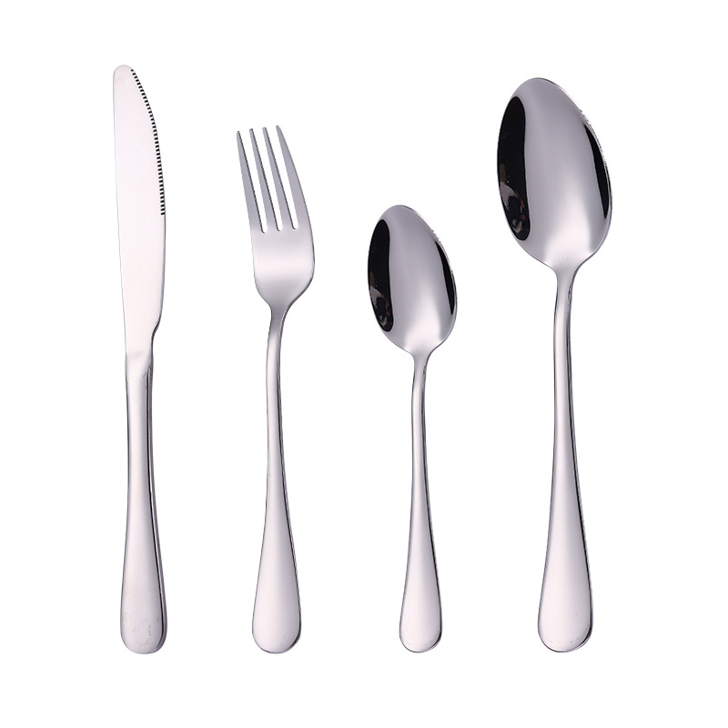 1010 stainless steel tableware, knives, forks, spoons, Western steak knives and forks, household thickened pointed spoons, round spoons, hotel supplies Item Picture