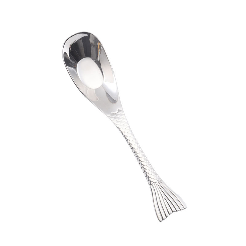 Creative 304 stainless steel spoon, fish tail treasure spoon, dessert spoon, household small soup spoon, children's spoon, spoon spoon Item Picture
