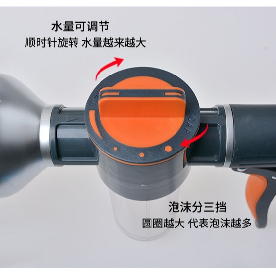 New foam water gun car wash, water gun car wash machine, 9 functions, foam water gun, garden watering, pet bathing, shower head Specification drawing