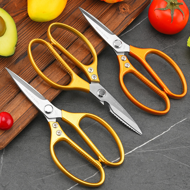 A comprehensive collection of kitchen scissors: Stainless steel SK5 household food scissors, first and fourth generation aluminum scissors, barbecue scissors, aluminum alloy chicken bone scissors details Picture