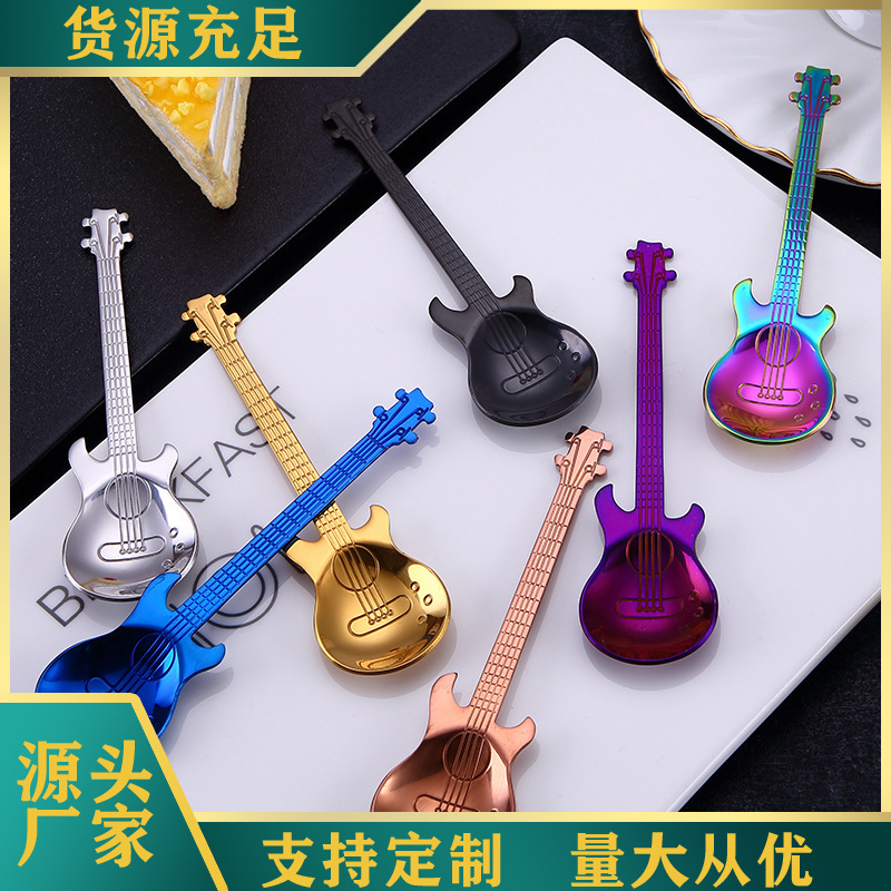 Amazon 304 stainless steel spoon, guitar spoon, coffee whisker spoon, ice bar spoon, music bar spoon, mug spoon full figure