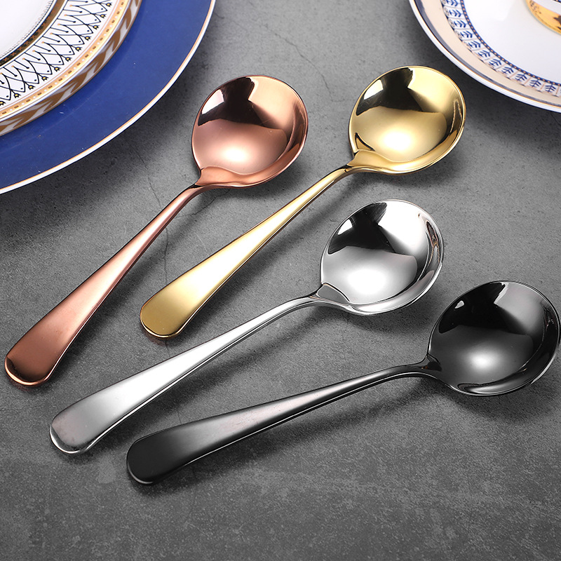 304 stainless steel popular round-head spoon, children's rice spoon, spoon, dessert, bird's nest, lotus root starch spoon, souvenir Application Scenario
