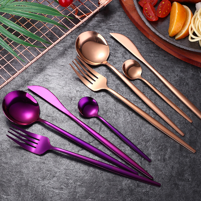 Stainless steel Western tableware, Portuguese tableware set, knives, forks and spoons. Hotel and restaurant spoons and forks can be marked with logos details Picture