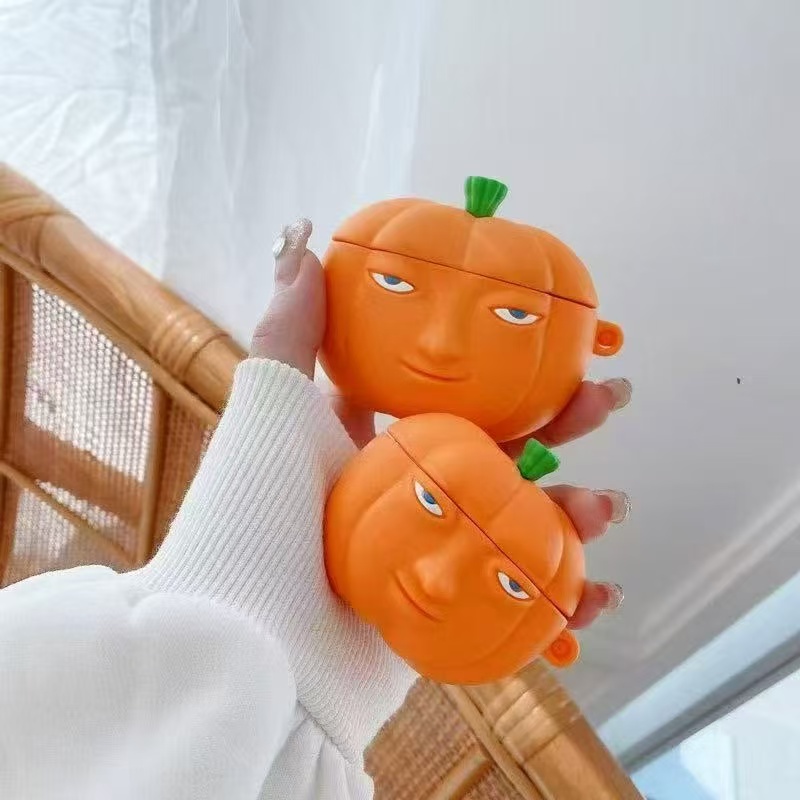 跨境苹果耳机套适用airpods4无线蓝牙耳机壳1/2/3/Pro2硅胶套 南瓜形状