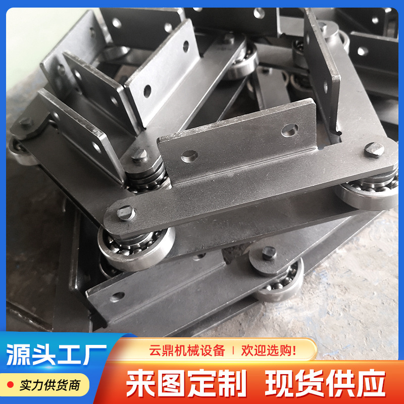 304 stainless steel chain, large-pitch mechanical parts, industrial chain, single-side bent plate, double-pitch stainless steel chain Specification drawing