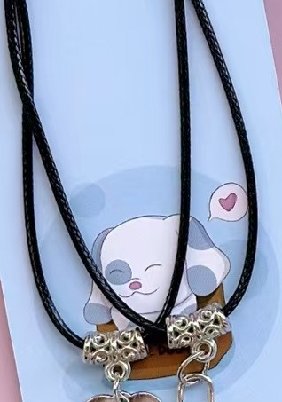 12 pieces per pack of alloy couple necklaces, simple, easy to match, trendy style, fashionable, suitable for gifting, suitable for students to wear, made of leather rope. (Mixed) necklace detail image 9