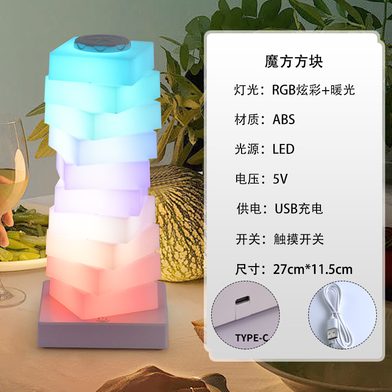 跨境小夜灯糖果装饰彩虹炫彩夜灯儿童房少女马卡龙现代氛围灯卧室葫芦串台灯 详情图5