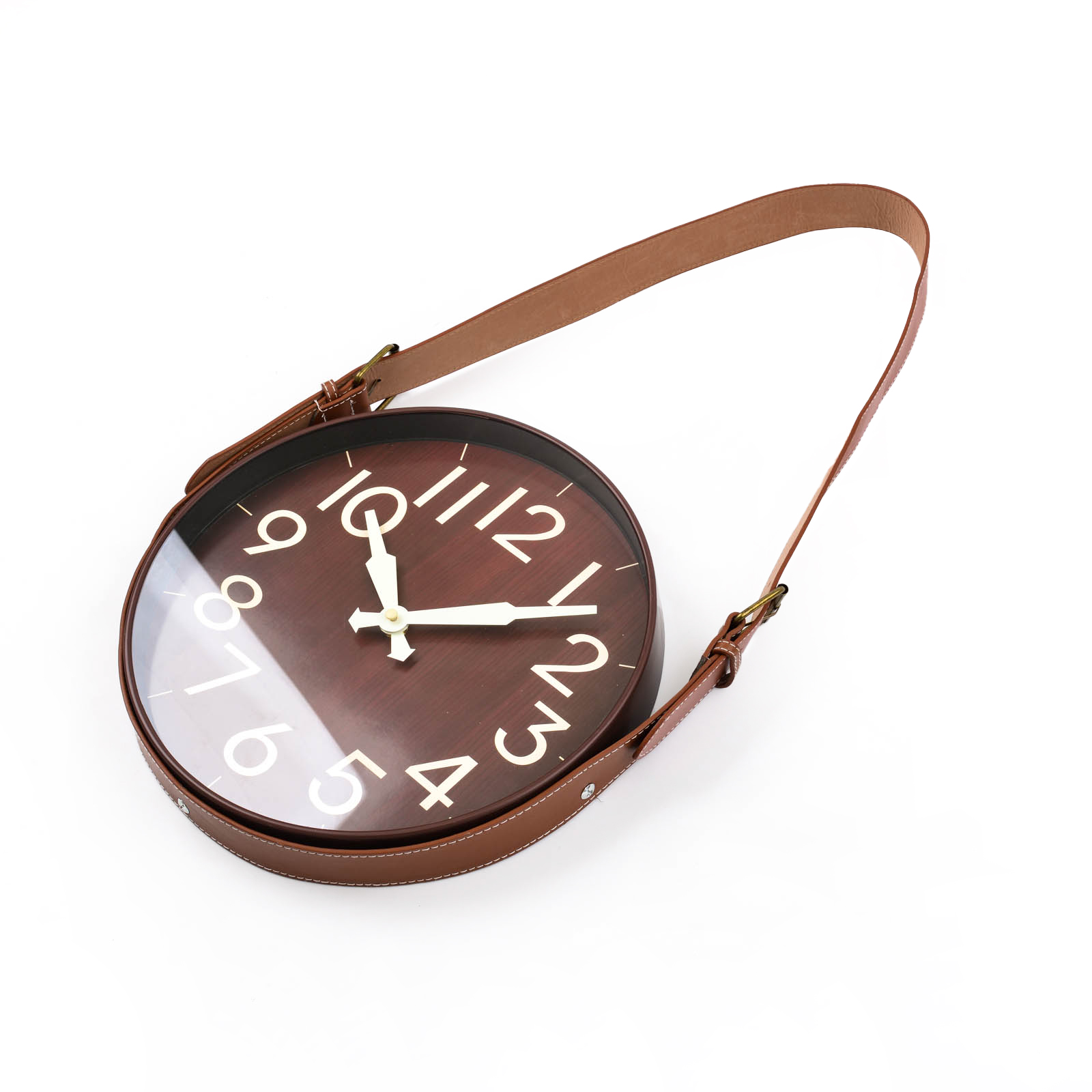 北欧极简ins风挂钟静音客厅简约个性时尚墙面时钟皮带圆形挂表产品图