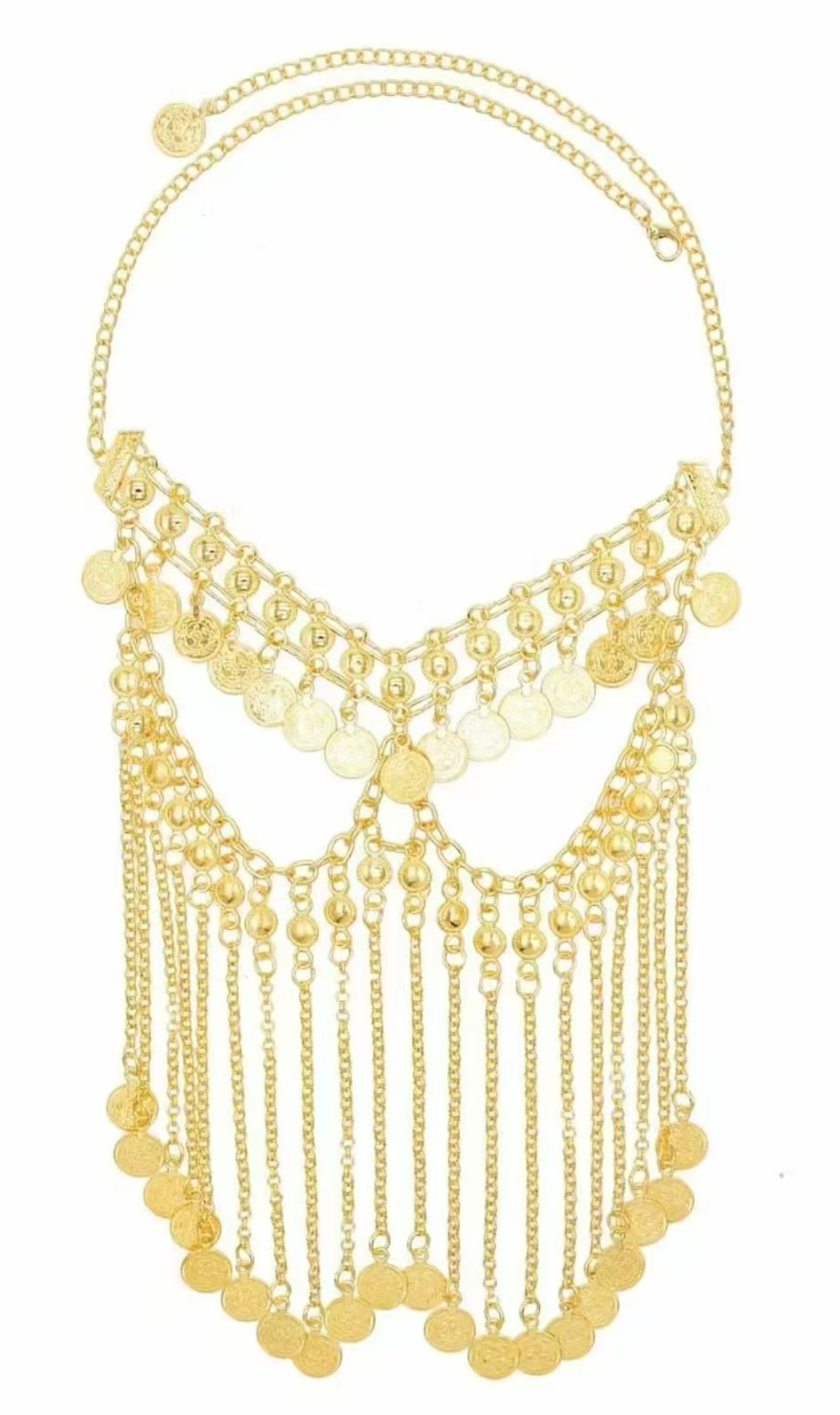 欧美中东民族风波西米亚风情夸张流苏小金币舞蹈面罩面纱产品图