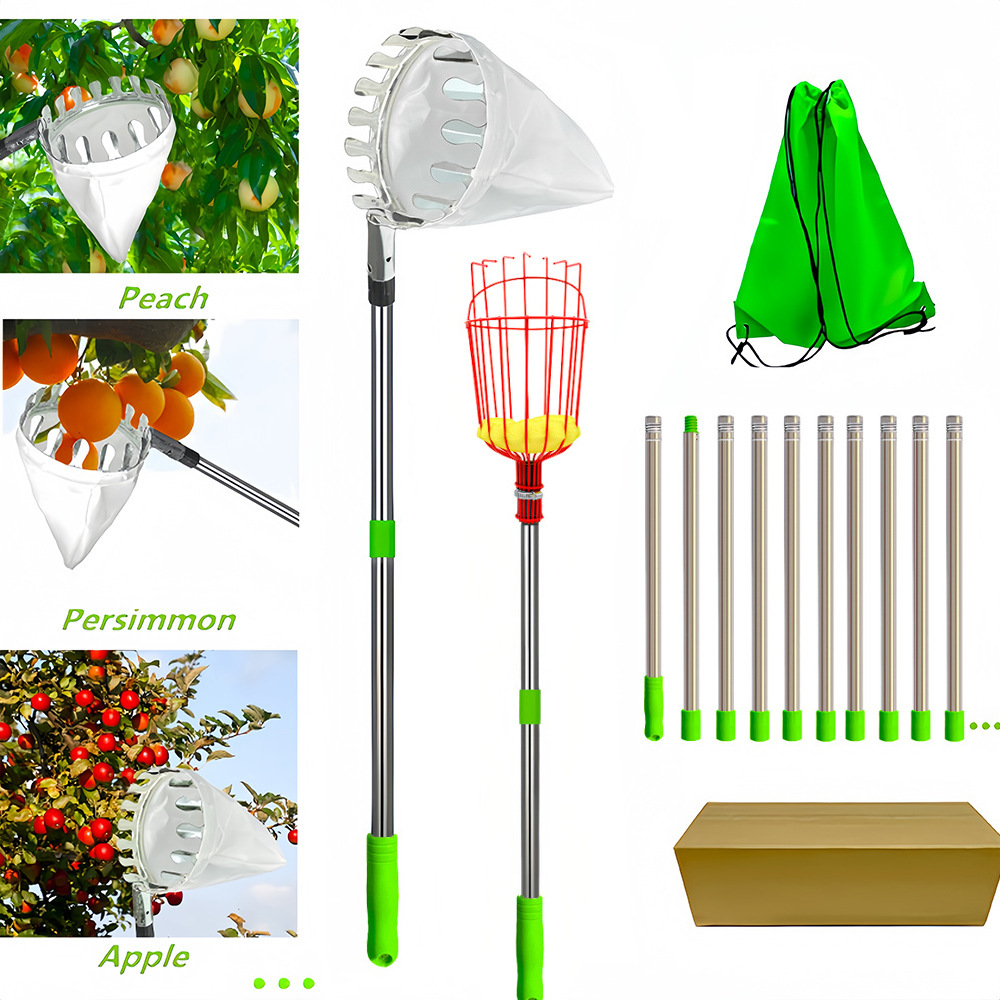 Fruit picker, fruit remover, fruit picking magic tool, telescopic rod, apple and plum picking, high-altitude picker, garden fruit picking tool full figure
