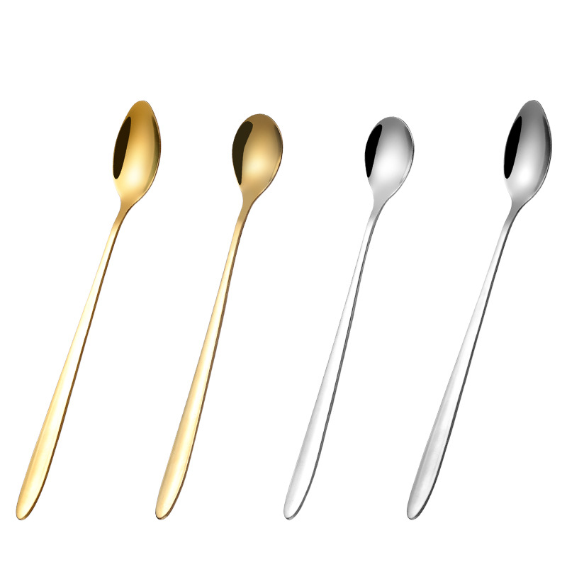 Stainless steel spoons, long-handled pointed round spoons, coffee stainless steel spoons, stainless steel tableware, mug spoons Item Picture