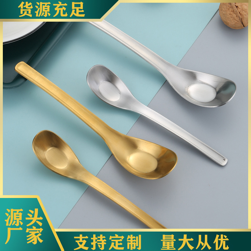 304 stainless steel ingot spoon, Chinese spoon, deepened and thickened, long-handled baby feeding spoon, household spoon, creative gift full figure
