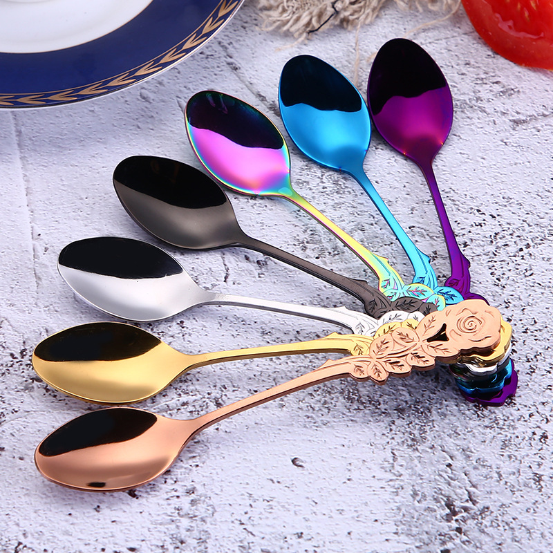 Stainless steel spoons, golden rose spoons, coffee mixing spoons, ice cream spoons, powder medicine small spoons, souvenirs, factory direct sales Application Scenario