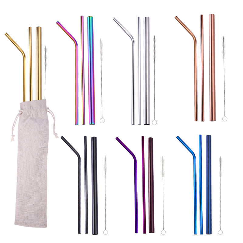 304 stainless steel straw YETI cup straight straw set, milk tea straw 18/8 food-grade straw three-piece set Specification drawing