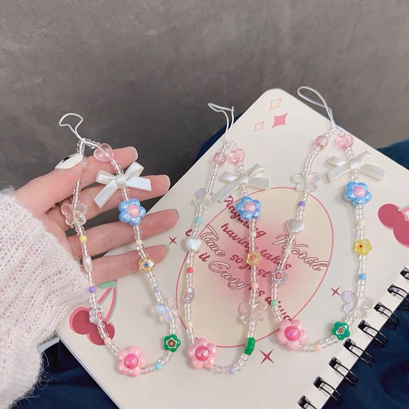 包挂/手机链女短款时尚/手机链子/萌粒手机链/水晶手机链白底实物图