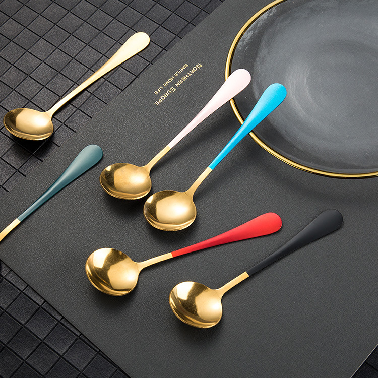 Stainless steel spoons, popular round-head spoons, dessert spoons, Korean-style round-head spoons, high-end soup spoons for hotels, and household rice spoons Specification drawing