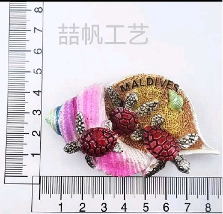 The Maldives beach seafood series features creative and personalized resin magnets, fridge magnets, starfish, conches, turtles, slippers, dolphins, shells, and a wide variety of travel souvenirs detail image 6