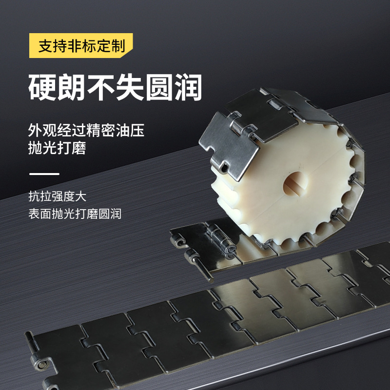 Stainless steel chain plate, straight chain, flat top chain, 812 conveyor chain plate, special industrial transmission chain for beer and beverage production lines Application Scenario