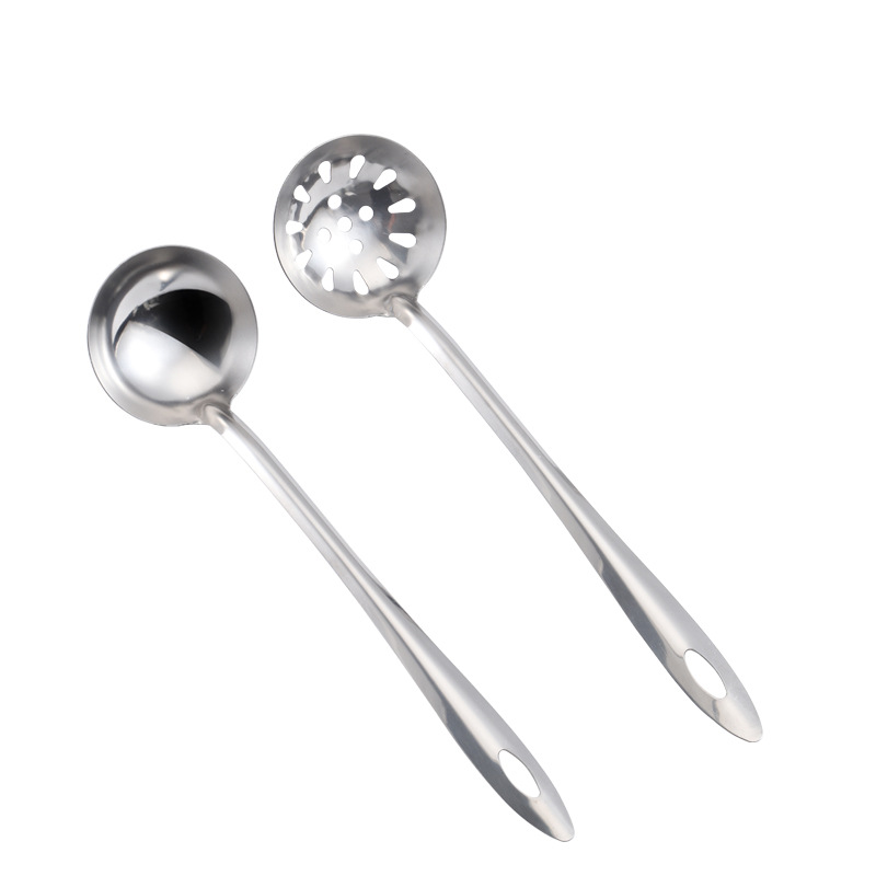 Cross-border stainless steel soup spoons, soup and porridge spoons, kitchenware, restaurant public spoons, strainers, long-handled hot pot spoons, soup shells, soup strainers Item Picture