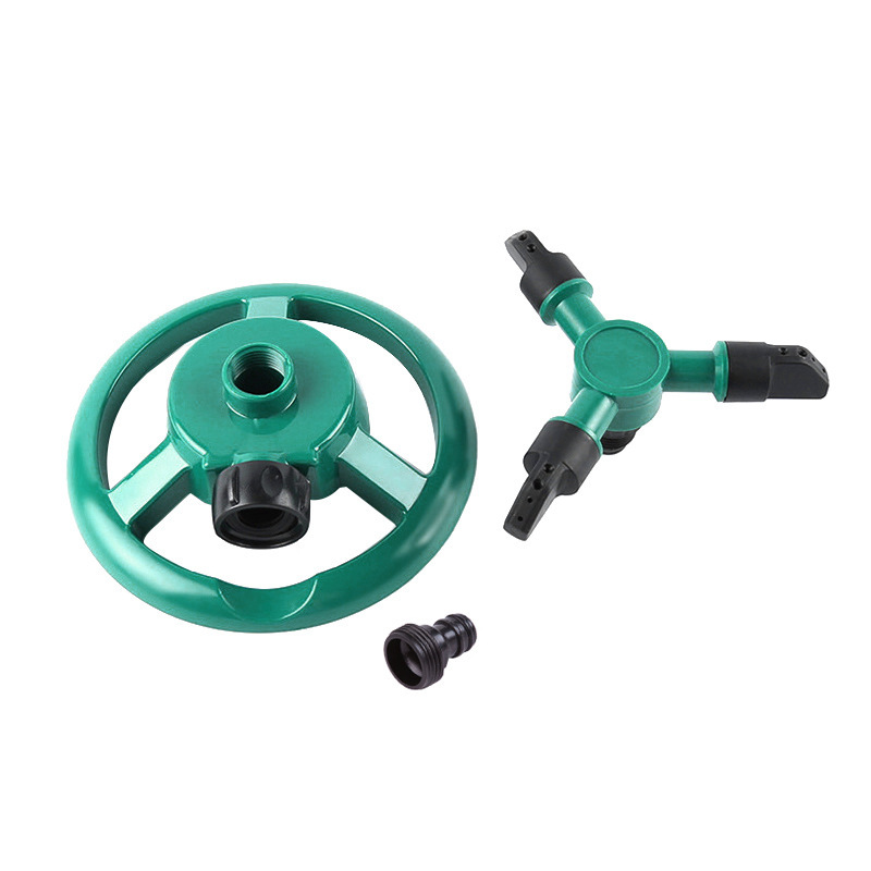 Lawn small disc sprinkler, 360-degree rotating sprinkler head, three-prong rotatable plastic sprinkler, cross-border details Picture