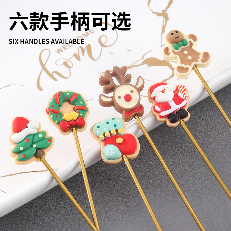 Cross-border Christmas spoon and fork cartoon dessert spoon, coffee mixing spoon, children's spoon and fork, Christmas fruit fork tableware Application Scenario