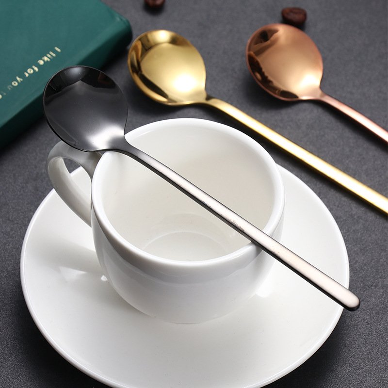304 stainless steel spoon, golden small round spoon, bird's nest spoon, long-handled round spoon, coffee stirring spoon, honey extraction spoon Application Scenario