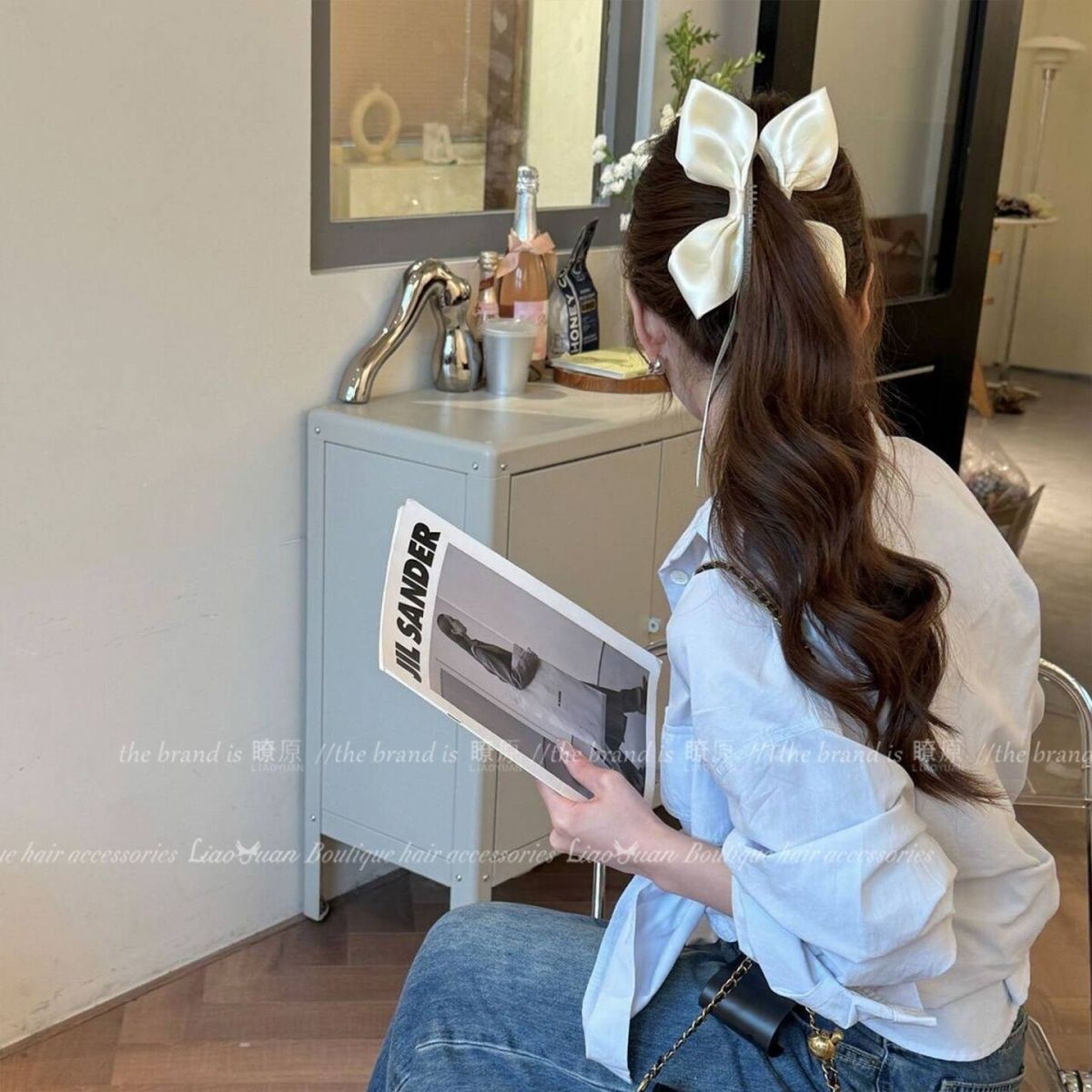 Korean sweet high ponytail wonder, cute bow hair accessory, 2025 new style hair clip, high-end banana clip at the back of the head details Picture